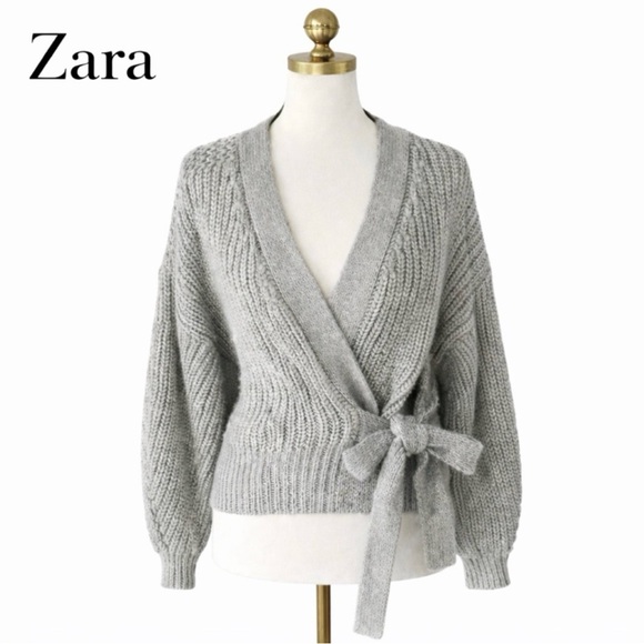 Zara Sweaters - NWT Zara Pale Green Chunky Knit Wrap Sweater. Tie Belt Cozy. Women Lg.
$60